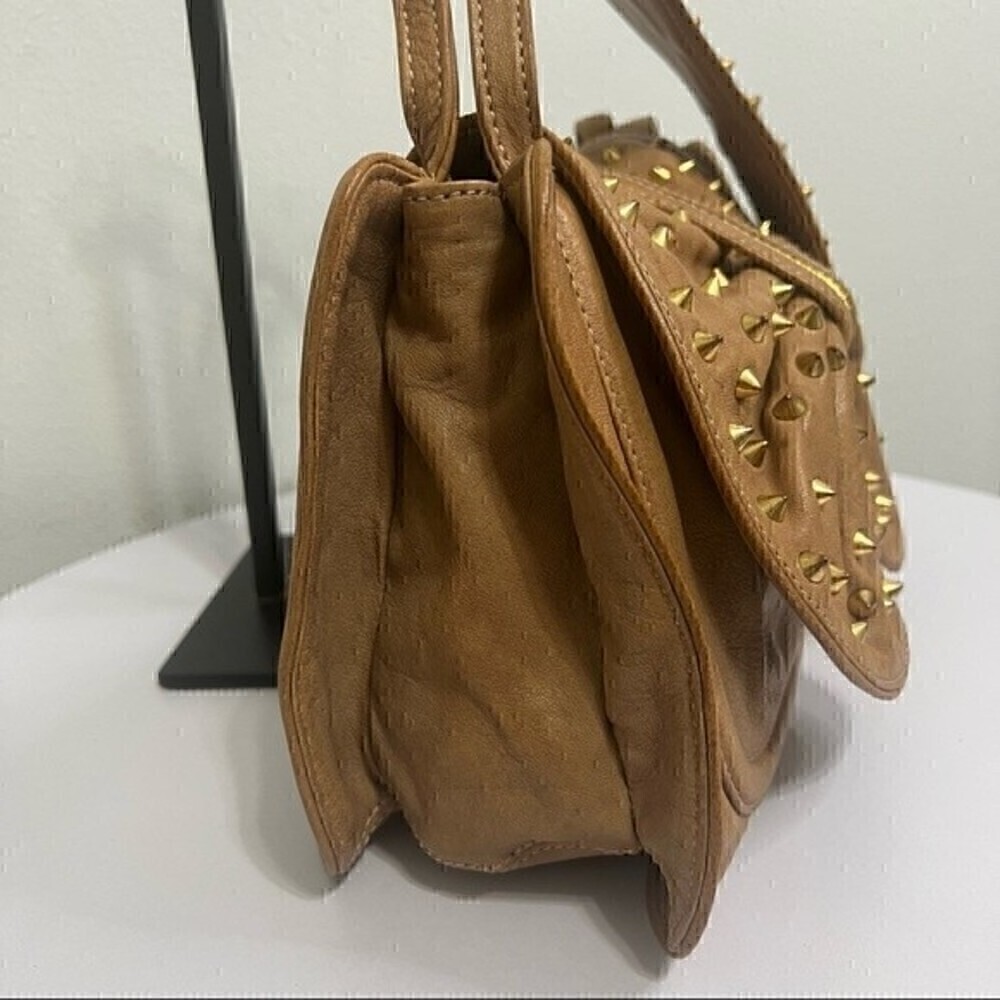 3.1 Phillip Lim Women's Brown Gold Edie Bow Bag Leather Purse Studded Bow Flap - Picture 6 of 12
